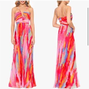 Exscape colorful pleated halter gown - size 10
